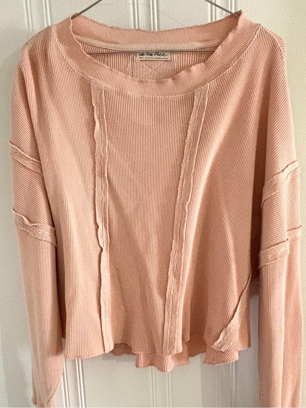 Free People peach waffle top